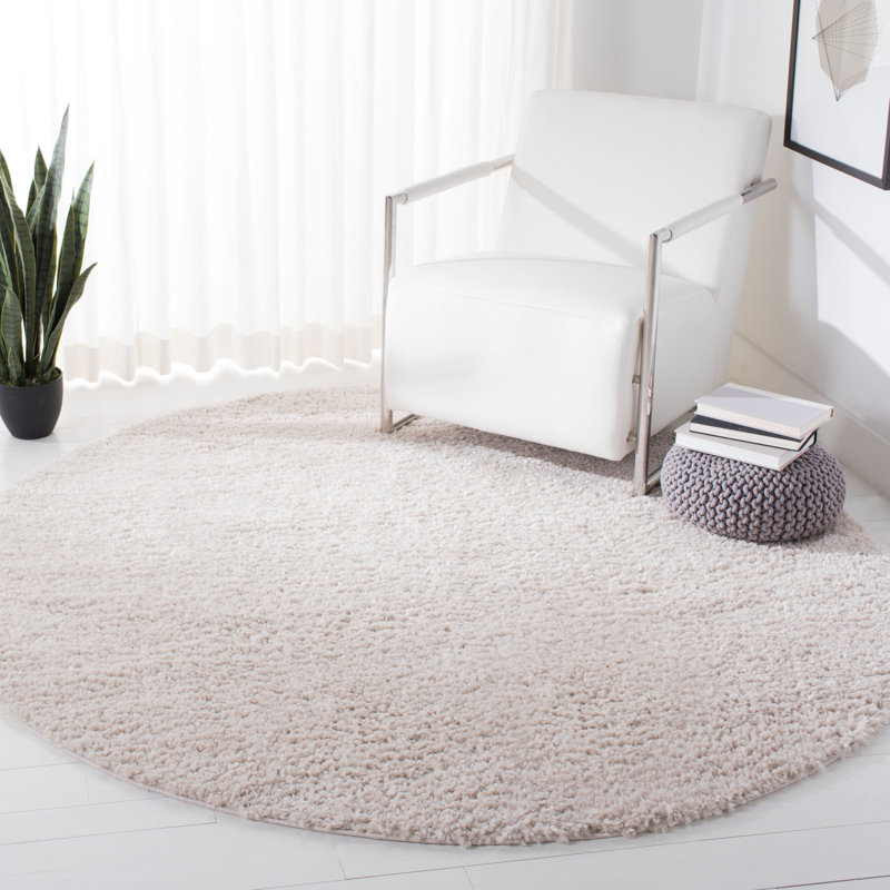 Peake Solid Colour Area Rug, Round 160 cm, Beige