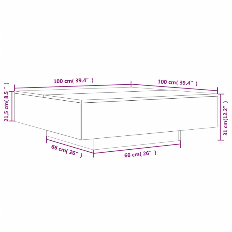 Bronda Four Leg Coffee Table, 31cm H x 100cm W x 100cm D, White