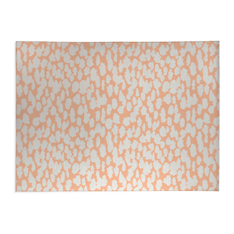 Animal Splat Lightweight Non-Slip Kitchen Mat, Rectangle 5' x 7', Peach