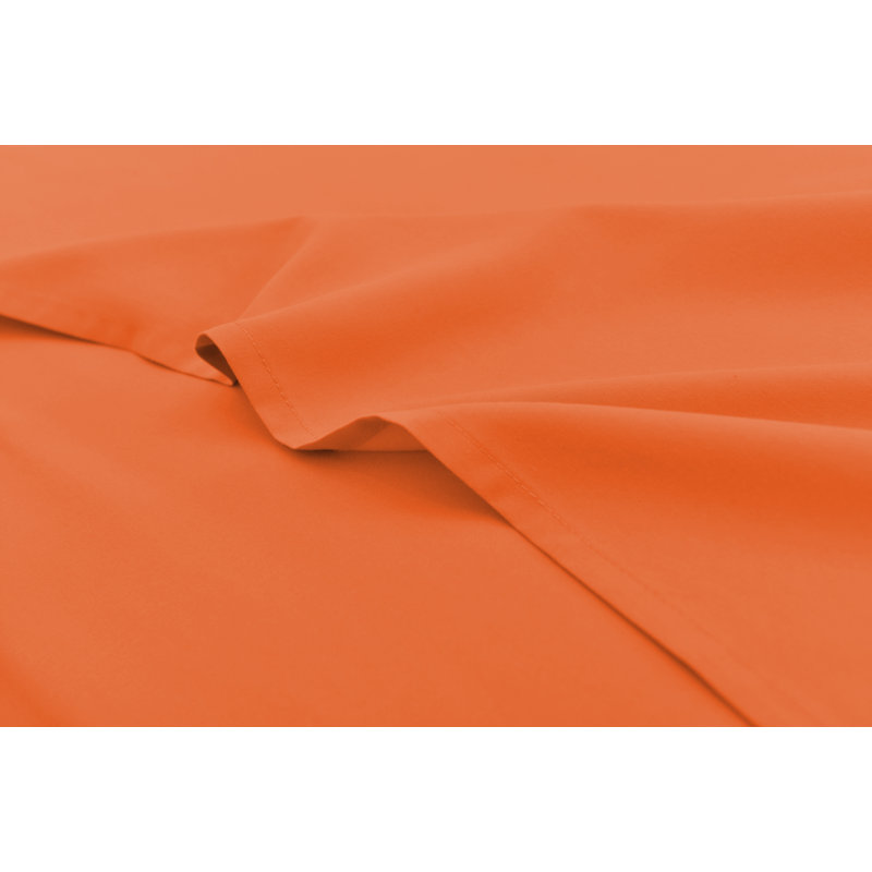  Ensemble de draps 1800 fils en rayonne de bambou, Orange, Ensemble de draps pour très grand lit divisé + d