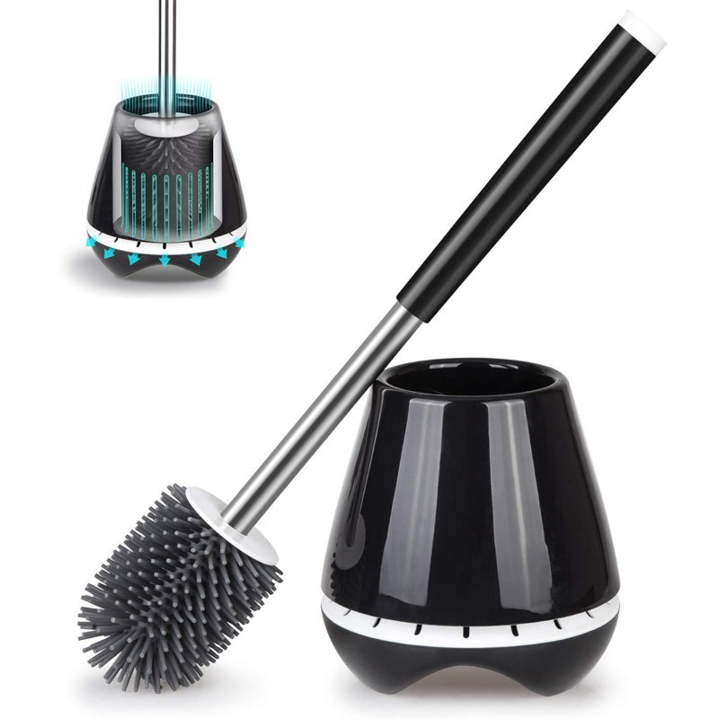 Silicone Toilet Bowl Cleaner Brush and Holder