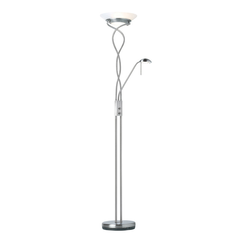 Gabriela 182cm Torchiere Floor Lamp, Satin Chrome