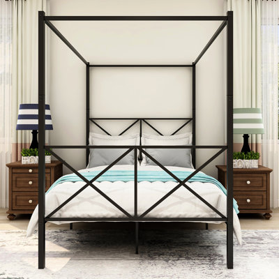 Full Black Metal Canopy Bed Frame. Build. Silent Sleep Experience. Abundant Under Storage Options. Simple Assembly Process. 12 . Holds 400 - 600lbs Platform Frame With Canopy, Black. Strong & Stable