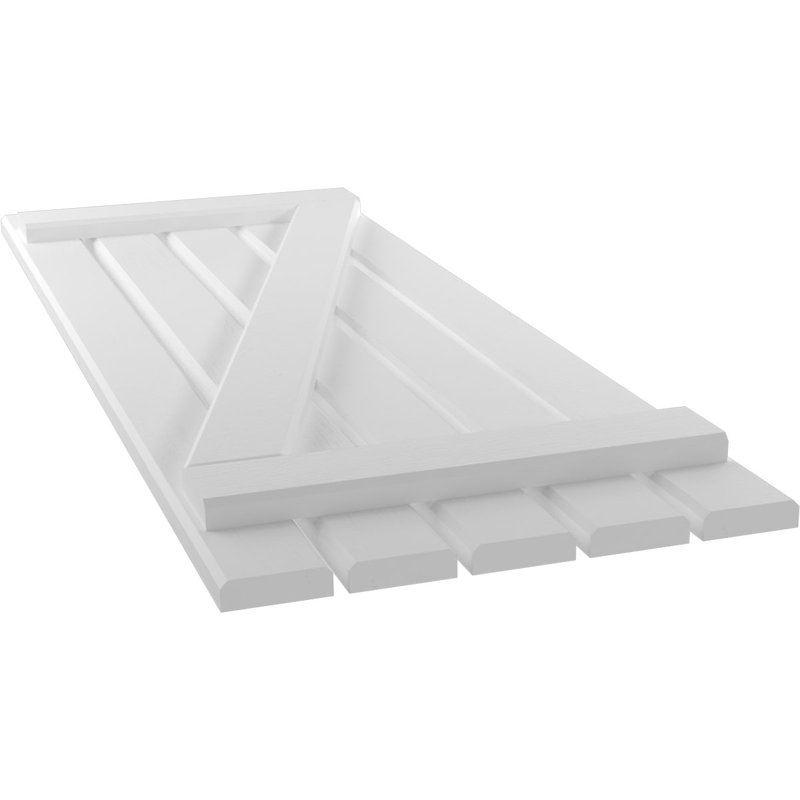 Volets de planche-n-lattes avec barre en Z (par paire) Americraft (2 lattes), Blanc, 19 1/2", 77"