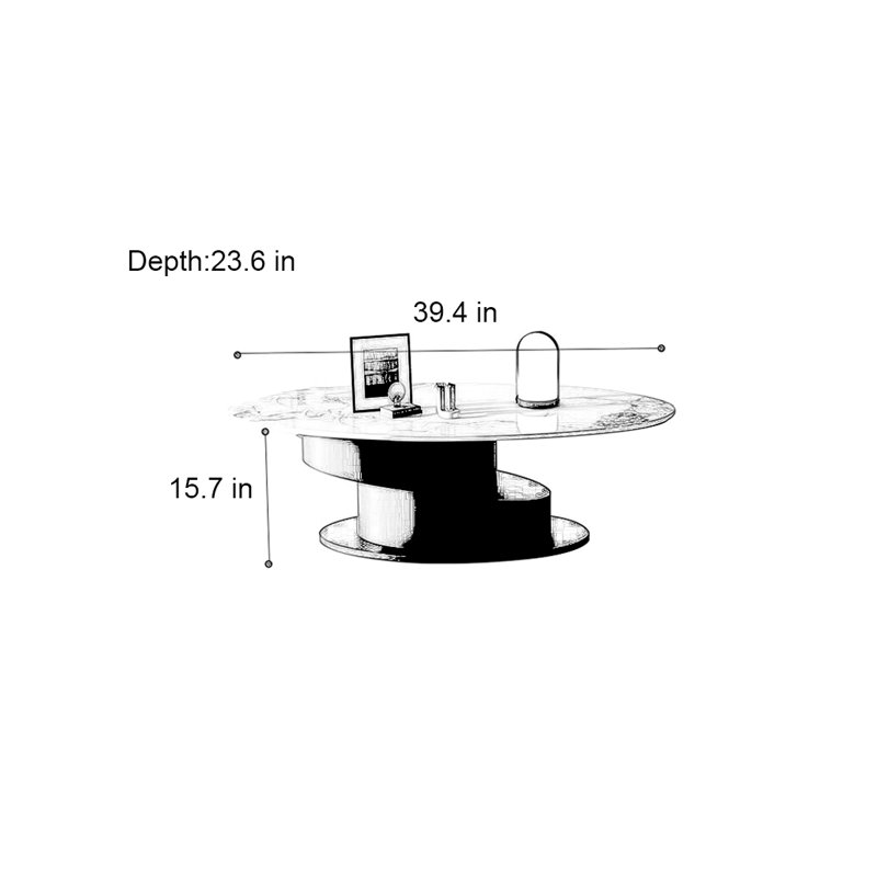 Table basse Creative, Blanc/Noir, H 15,7 po x L 39,4 po x l 23,6 po