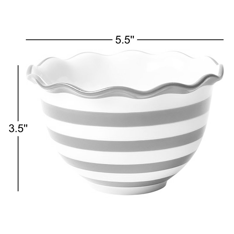 Red Stripe Ruffle Small Bowl