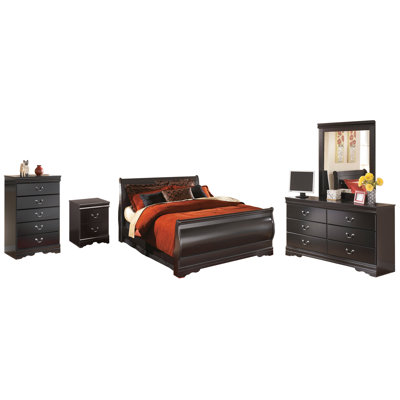 Huey Vineyard Sleigh Bed with Dresser, Mirror, Chest and Nightstand -  Alcott Hill®, 360DF296DCA14C96A313B1665E724AF2