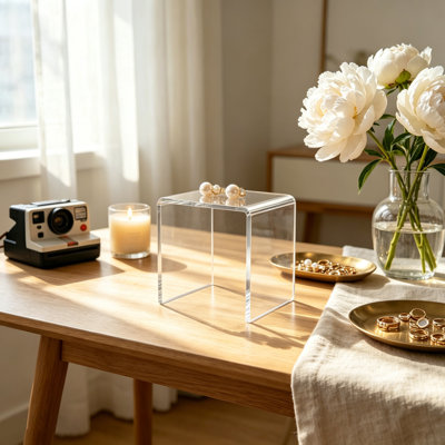 1 Riser Combo Cube 3-Sided Plexiglass Pedestal Lucite Acrylic Display Risers Jewellery