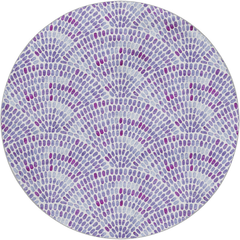 Tapis à poils longs Premium ADS186, Mauve, Rond 8 pi