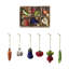 Ensemble de 6 décorations de légumes en verre avec paillettes