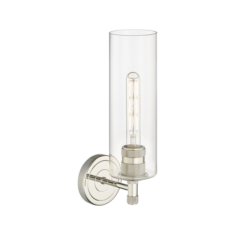 Crown Point 1 Light Wall-mounted Sconce, Clear, 15.5" H x 3.88" W x 6.5" D, Polished Nickel