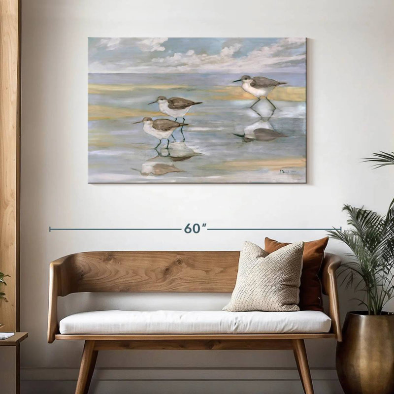 Sunlight Reflections Three Sandpipers, 30" H x 45" W