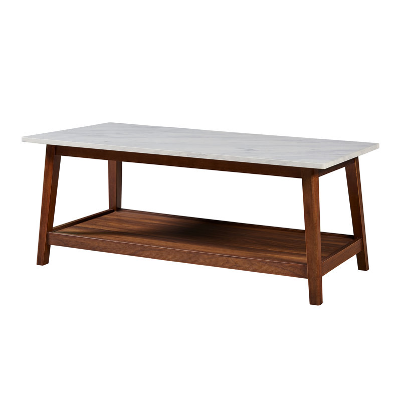 Table basse moderne en bois avec plateau effet marbre Bayamo
