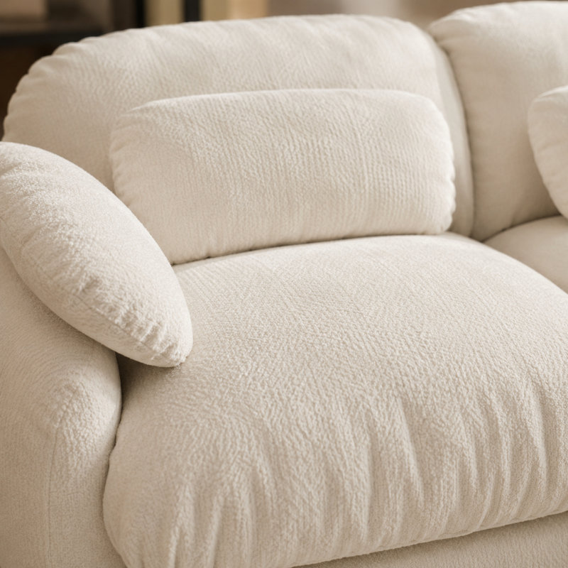 Canapé d'angle modulaire Elarquess Cloud pour 2 personnes avec pouf amovible, assise profonde en chenille, coussins en mousse haute densité et ressorts, 2 petits coussins lombaires