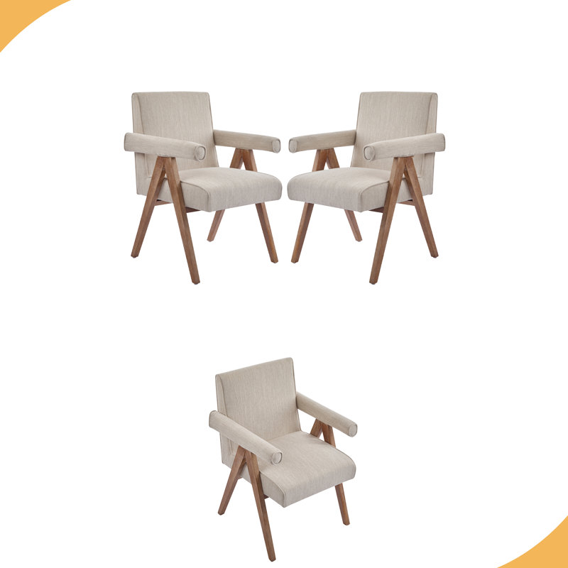 Fauteuil de salle à manger en tissu, Beige