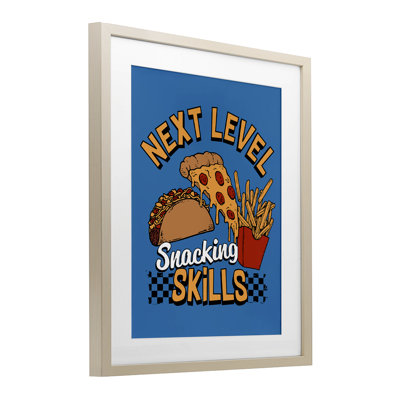 Next Level Snacking Skills Framed Print Under Glass, design by Jedco Brands, Inc.