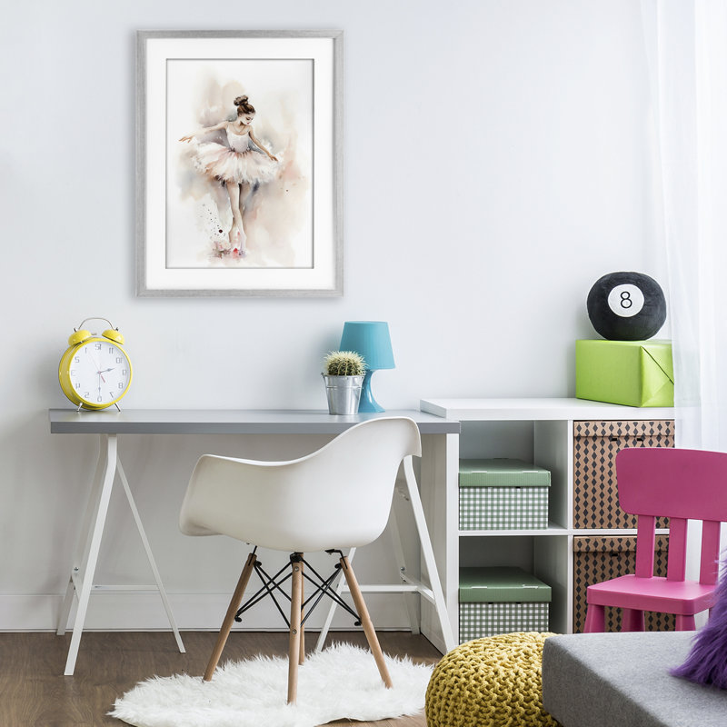 «Watercolor Dancer Pose», reproduction encadrée sous verre, design by Creative Studio, Cadre de ferme gris, H 23 po x l 17 po