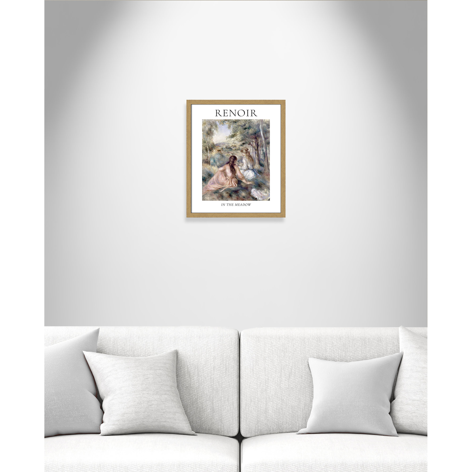 Old Masters Collection " In The Meadow " by Auguste Renoir, 19" H x 16" W x 0.75" D, No, Natural Single Picture Frame