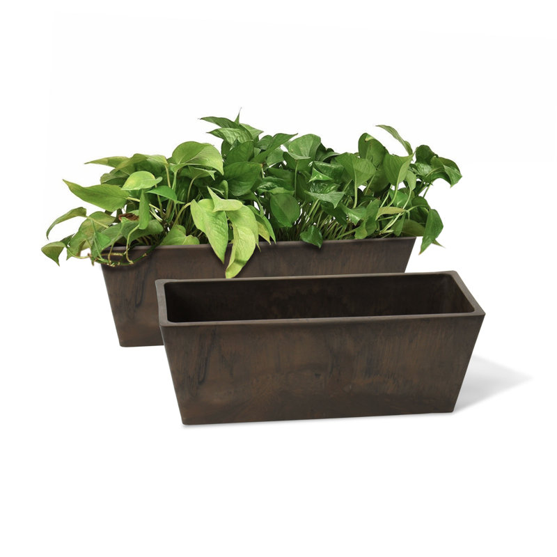 Cara Windowsill Planter Box Set, Brown Marble