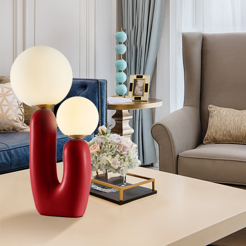 Rahil Resin Table Lamp, Red