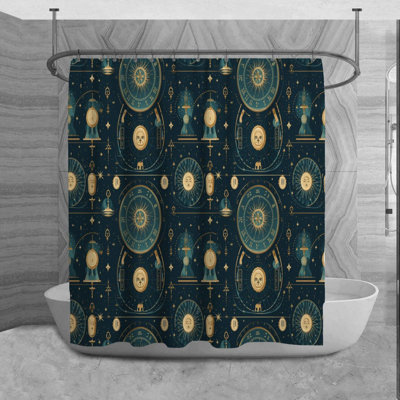 Astrology Shower Curtain Space Bathroom Décor Blue