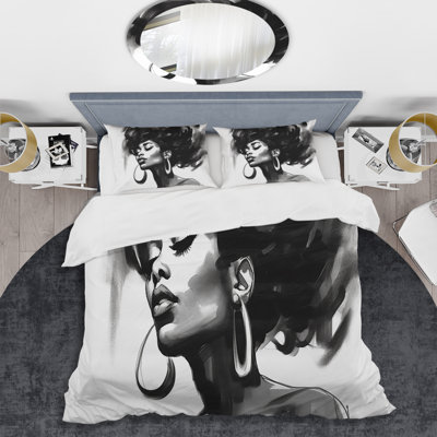 Ensemble de housse de couette en microfibre / polyester noir et blanc