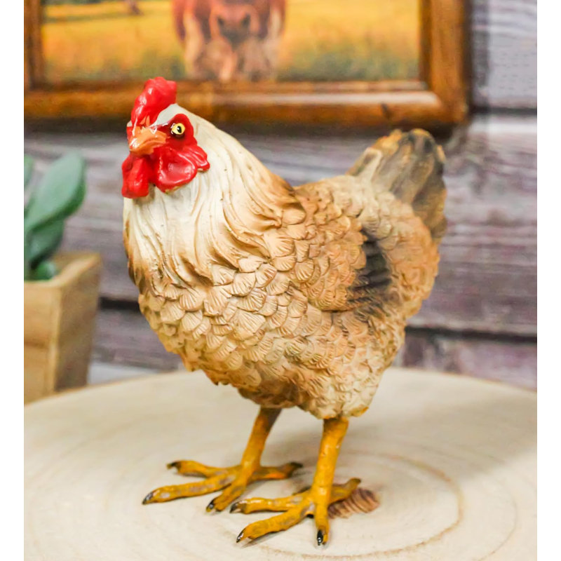 Figurine de poule brun clair rustique Western Country Farm 4,5 po de hauteur
