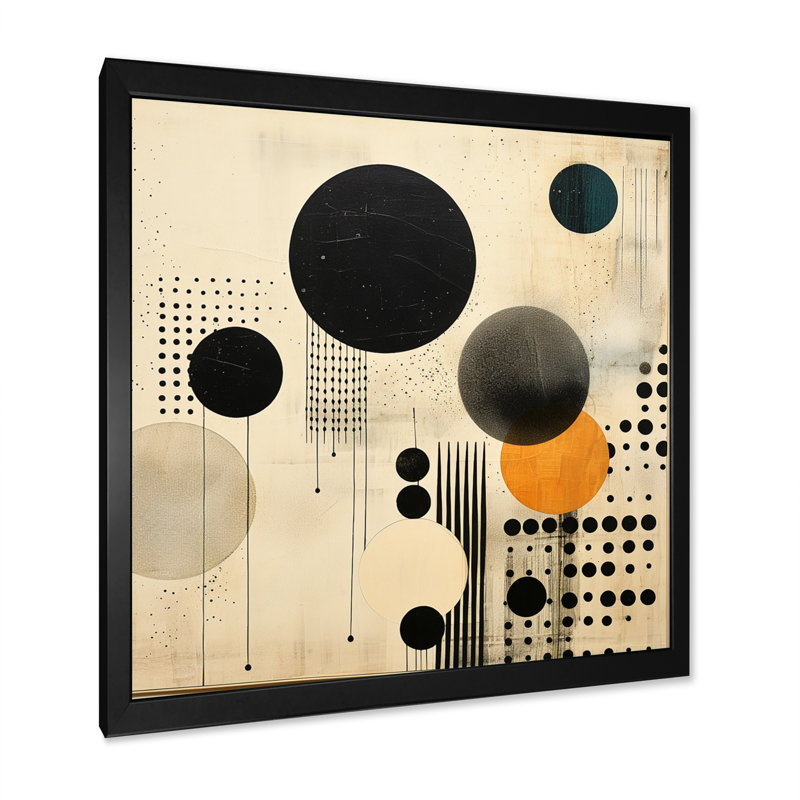 Impression sur toile grise et jaune Mid Century Minimalist Oasis - Collages abstraits, H 36 po x l 36 po x P 1,5 po