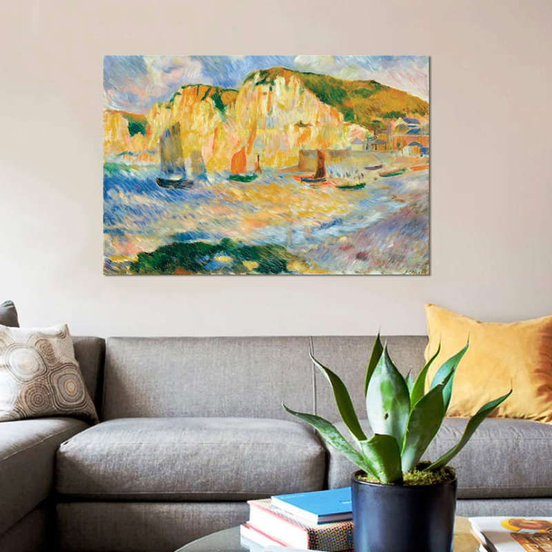«Sea and Cliff», reproduction sur toile, H 18 po x l 26 po x P 1,5 po, Pas de tapis, Toile tendue