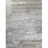 Hand Knotted Abstract Area Rug in Gray/Silver