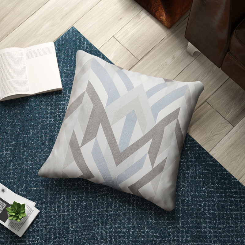 Geometric Cotton Throw Pillow, 20" H x 20" W x 5" D, Charcoal, Down