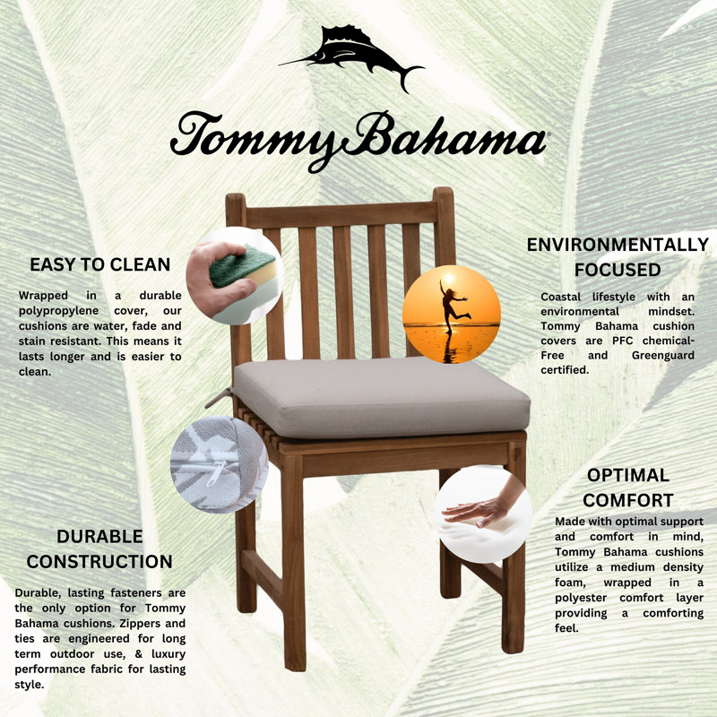 TB Dining Tommy Bahama 2 - Piece Outdoor Seat Cushion, 20"W x 19"L, Bamboo Bay Sand