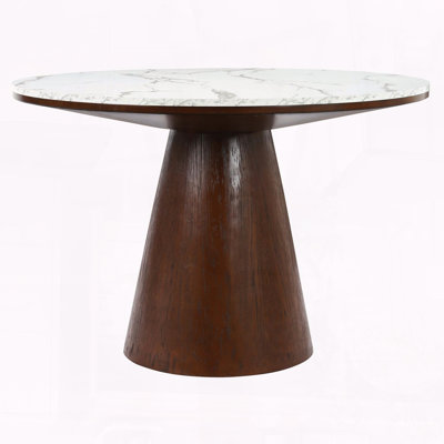 Retro Round Dining Table – Marble White Top with Cone-Shaped Polywood Legs, Seats 4