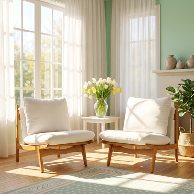 Chaise d'appoint en bois massif de polyester beige l 27 po x P 24 po x H 29,2 po Vista (ensemble de 2)
