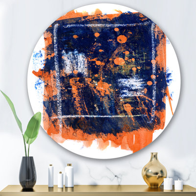 " Orange And Navy Blue Abstract " Painting Print