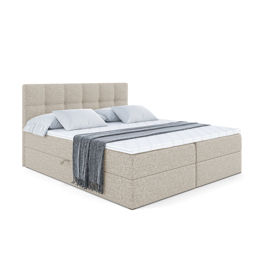 Boxspringbett mit H4 Multipocket-Matratze, Bettkasten und Topper