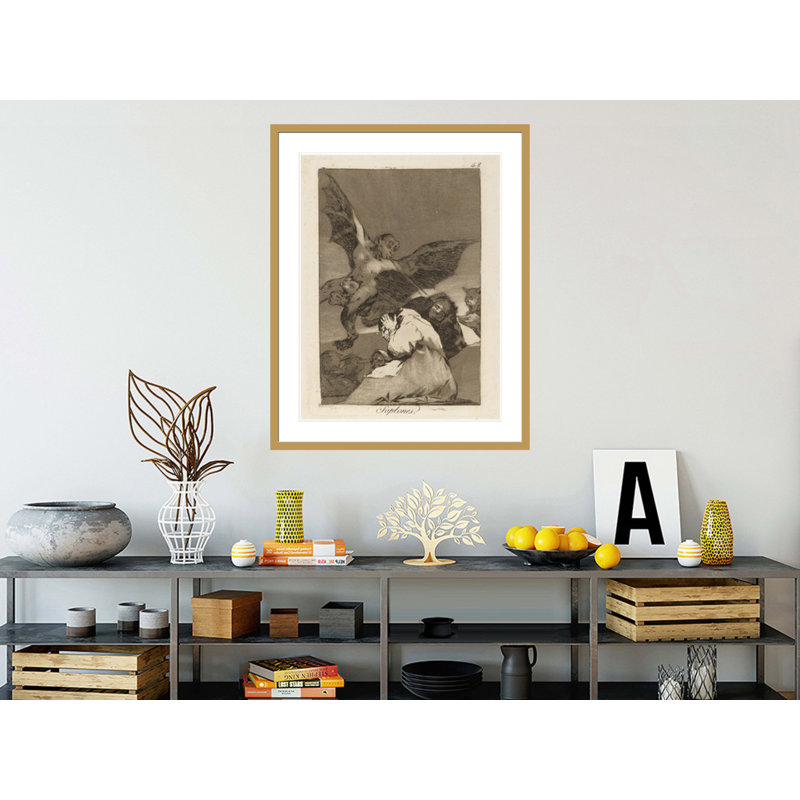 Soplones. (Tale-bearers—Blasts of wind) by Francisco de Goya - Giclee Framed Print, 41.5" H x 33.05" W