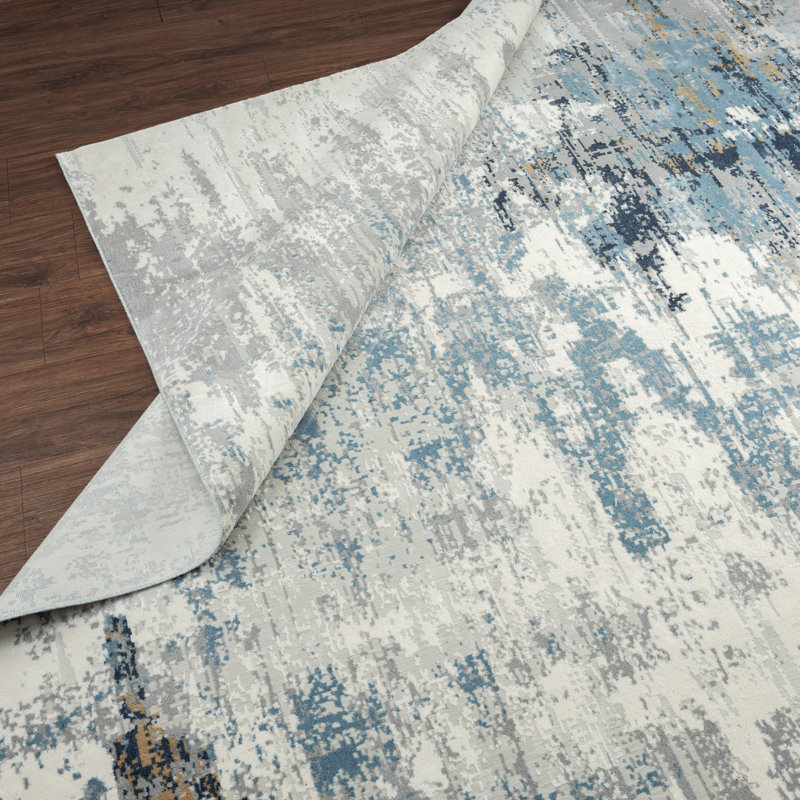 C Abstract Area Rug in Grey, Rectangle 3' x 5'
