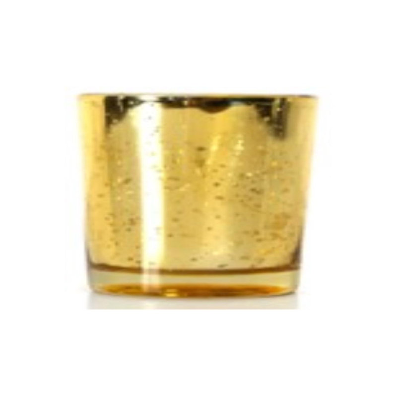 Unscented Jar Candle with Glass Holder, Gold, 3.5" H x 2.5" W x 2.5" D