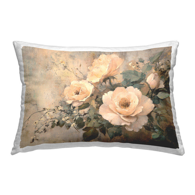 Coussin Stupell Industries Blush Roses Blooming Design par Petal Prints Design