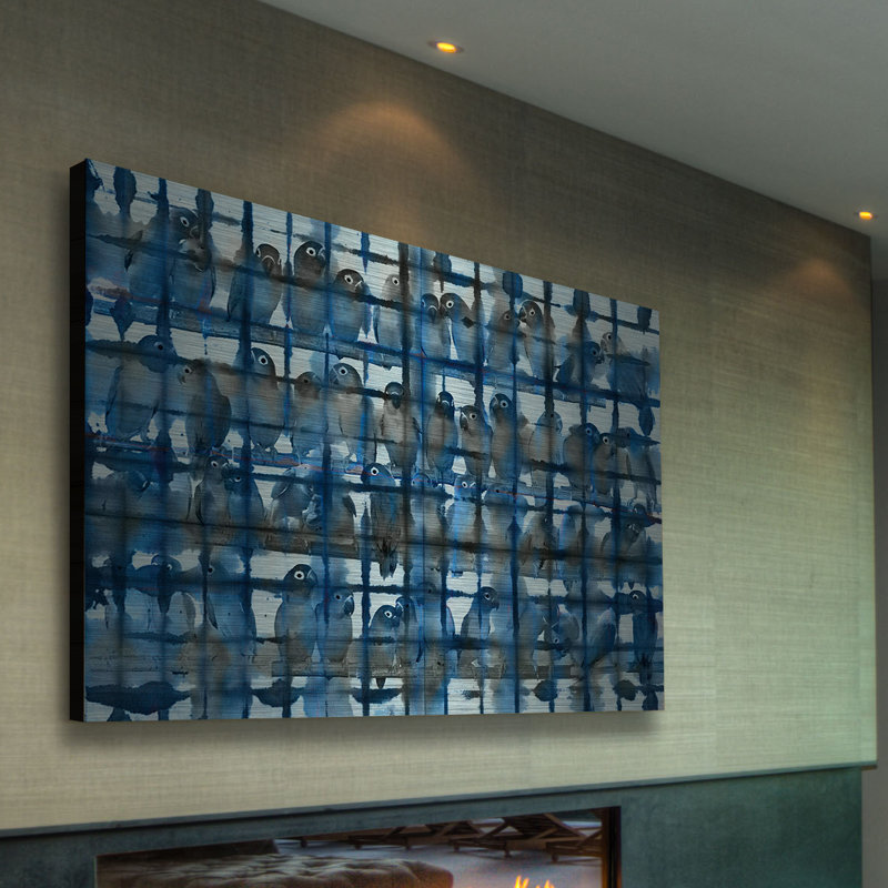 Reproduction d’art sur métal, "bonde bleu" par parvez taj, H 24 po x l 36 po x P 1,5 po
