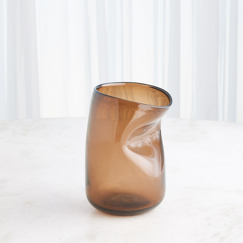 Contour Vase, 9" H x 7" W x 6" D, Tobacco
