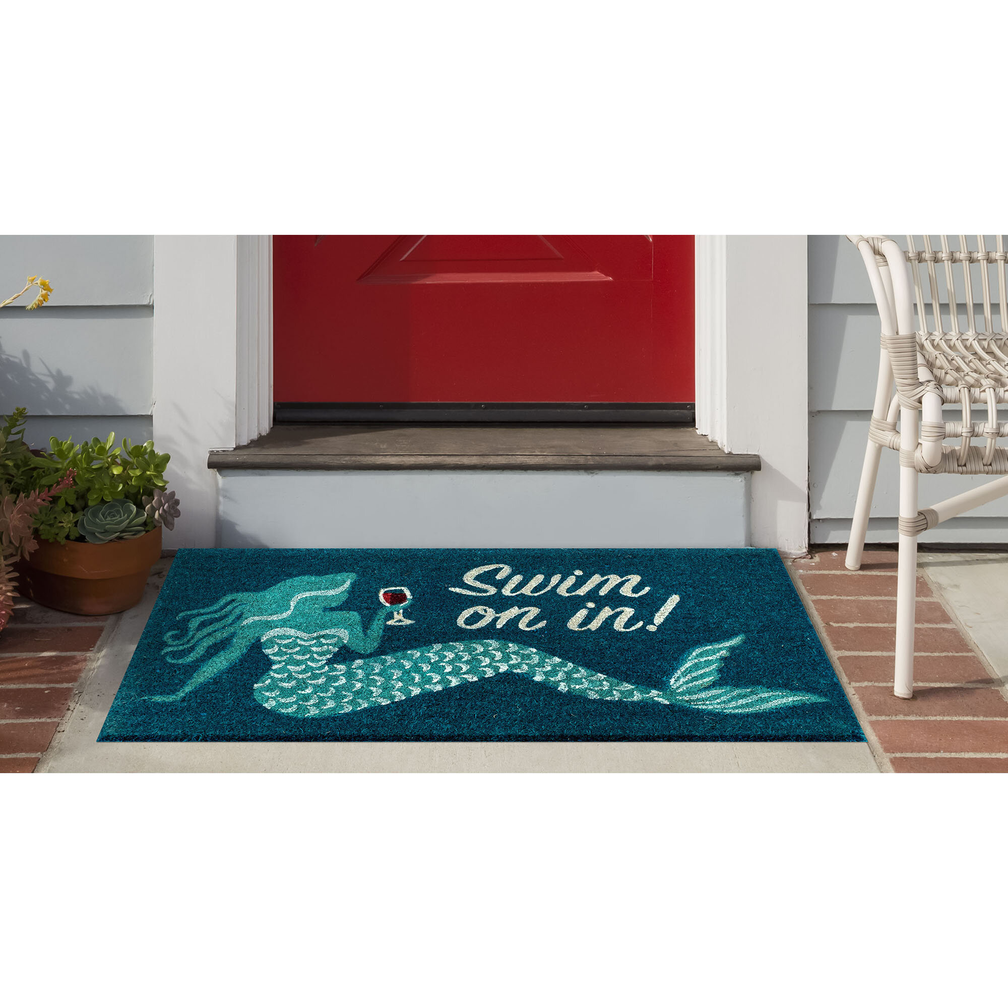  Nautical Sea Shell Door Mat,Blue Starfish Non Slip