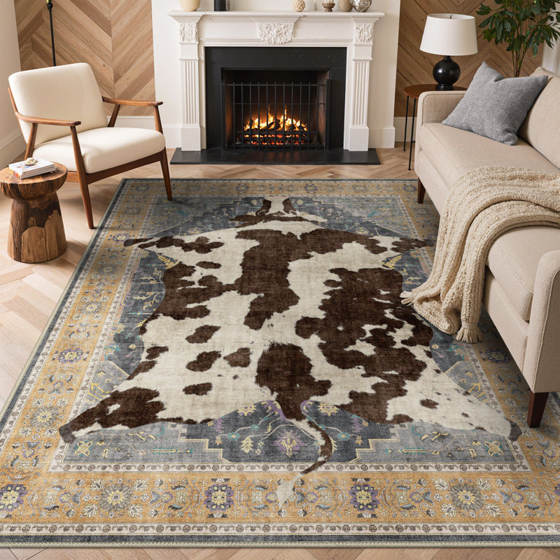 Veatrice Aura Sable Animal Print Machine Washable Non-Slip Area Rug, Runner 2'6" x 8'