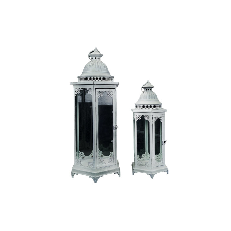 Ensemble de porte-lanterne de table en verre 2 pièces
