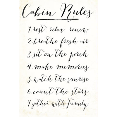 Cabin Rules 2 - Wrapped Canvas Print