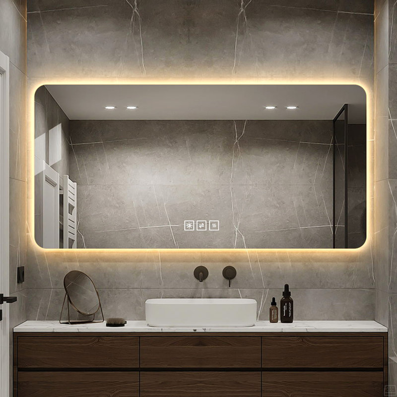 Led Bathroom Mirror, Corrosion-Resistant, Backlit Mirror With One-Touch Demist Function