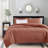 Reversible 3-piece Bedding Set, Polyester Clay Red For Modern Home Comfort