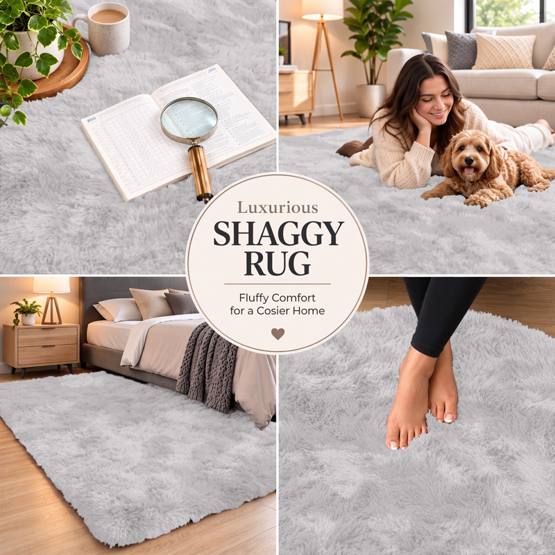 Adela Standard Shag Area Rug, Rectangle 60 x 110 cm