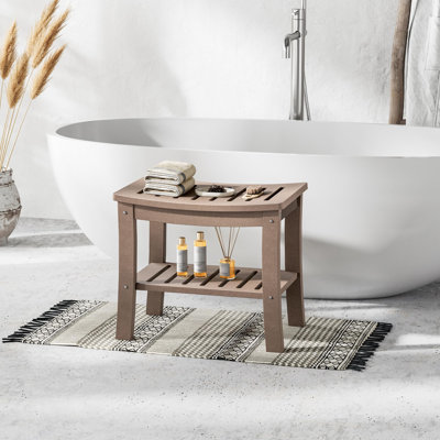 HDPE Waterproof Shower Bench with Storage for Bathtub and Spa